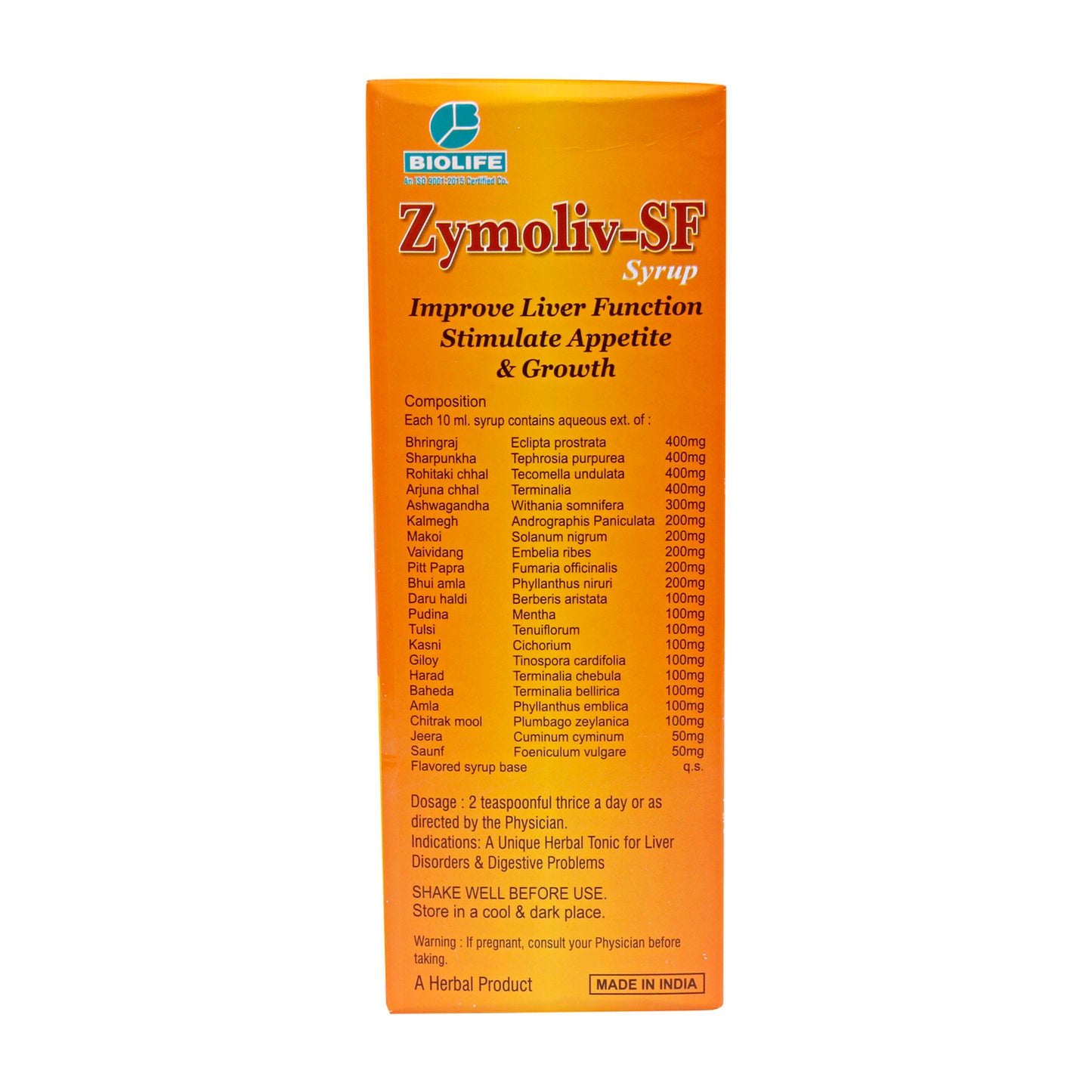 ZYMOLIV -SF SYRUP 200ML