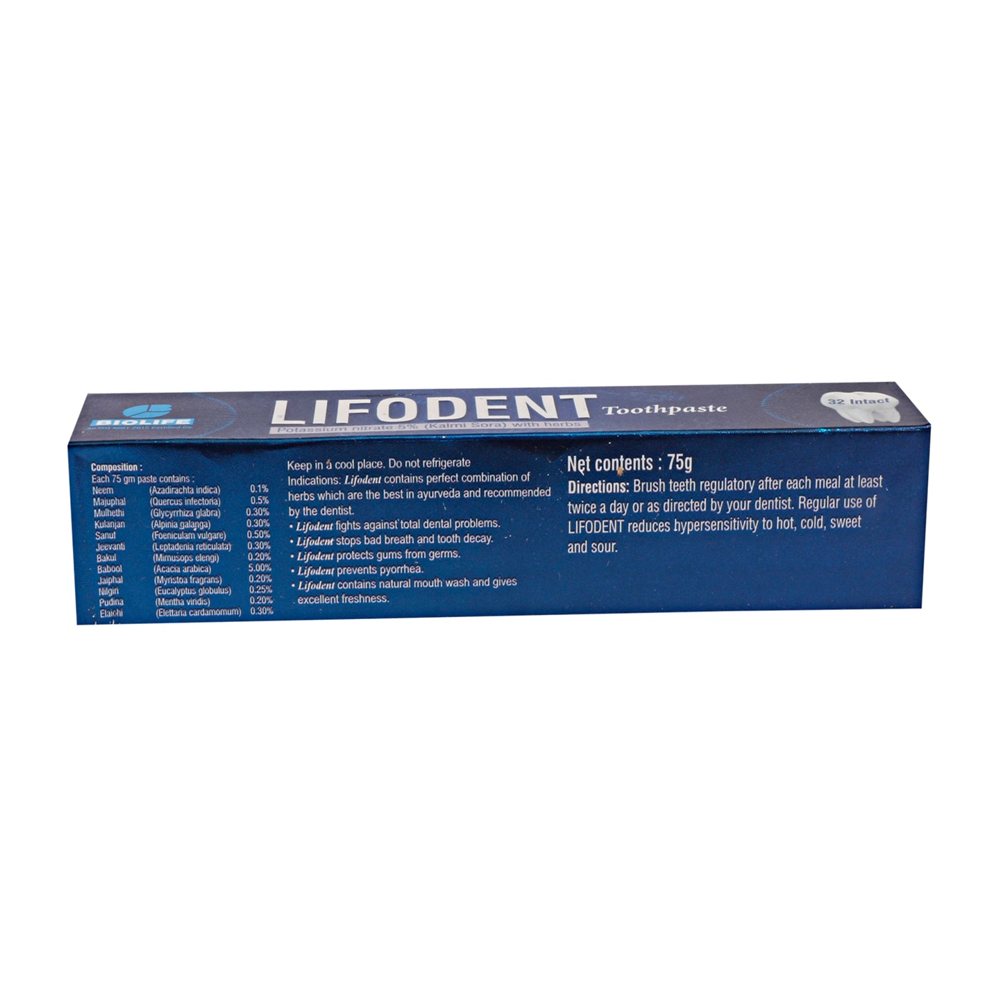 LIFODENT TOOTH PASTE | Fights Germs and Decay 75GM
