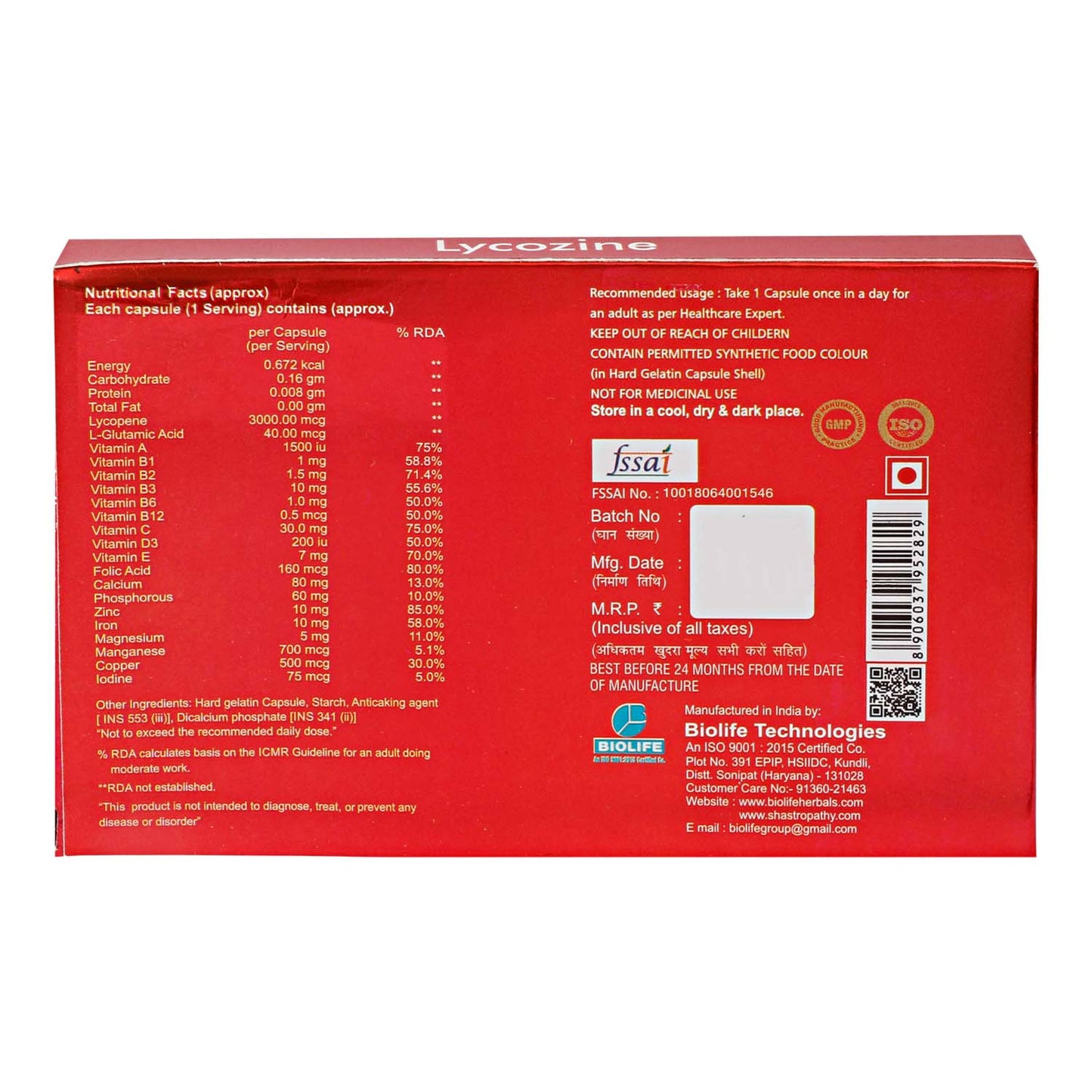 LYCOZINE CAPSULES (1x10x10)