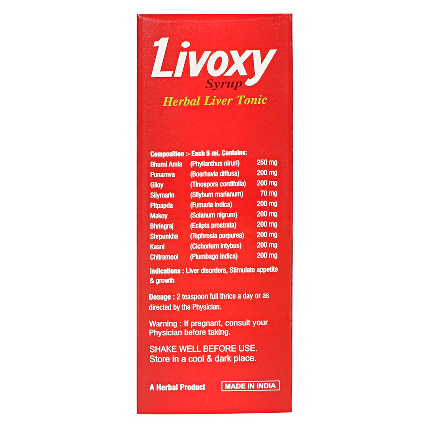 LIVOXY SYRUP| Herbal Liver Tonic| Stimulates Appetite & overall growth| 200ML