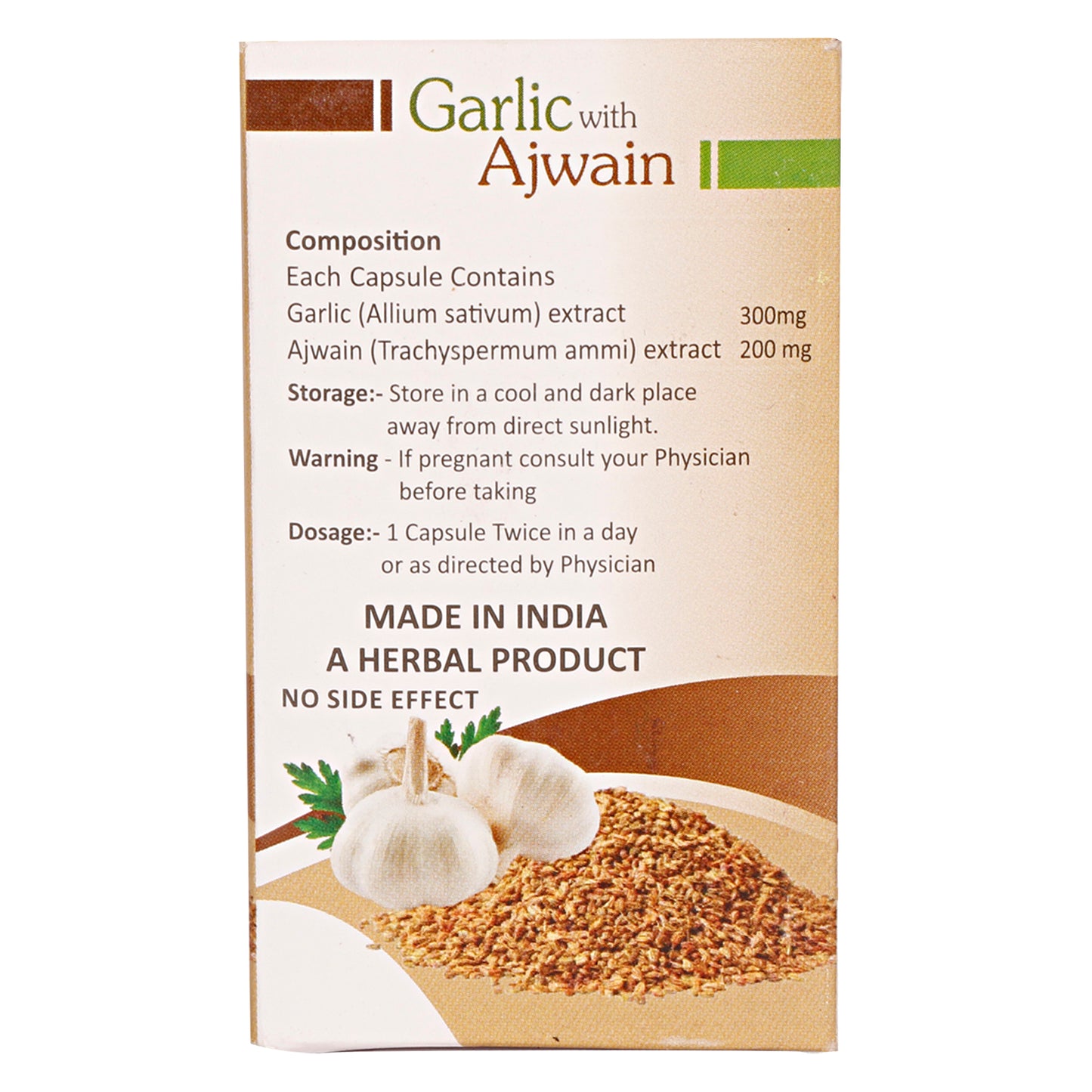 GARLIC AJWAIN CAPSULES | Support digestive health, boost immunity (1X60)