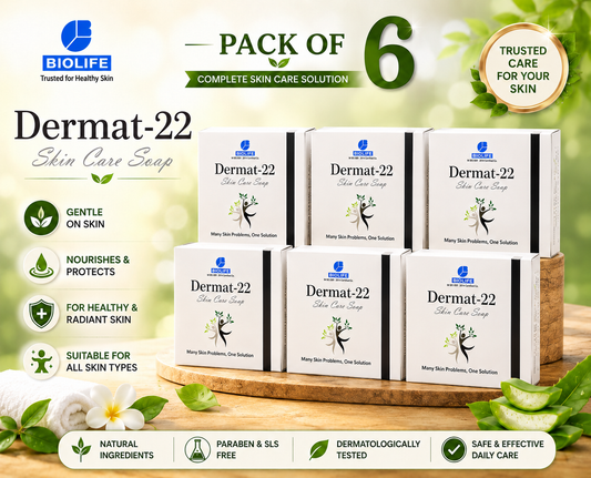 BIOLIFE Dermat-22 Skin Care Soap | Herbal Soap for Sensitive, Itchy or Dry Skin Support ( Pack Of 6 )
