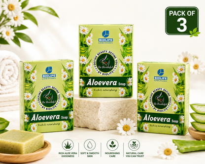ALOEVERA SOAP | Provide rich nourishment to the skin 75GM (Pack of 3)