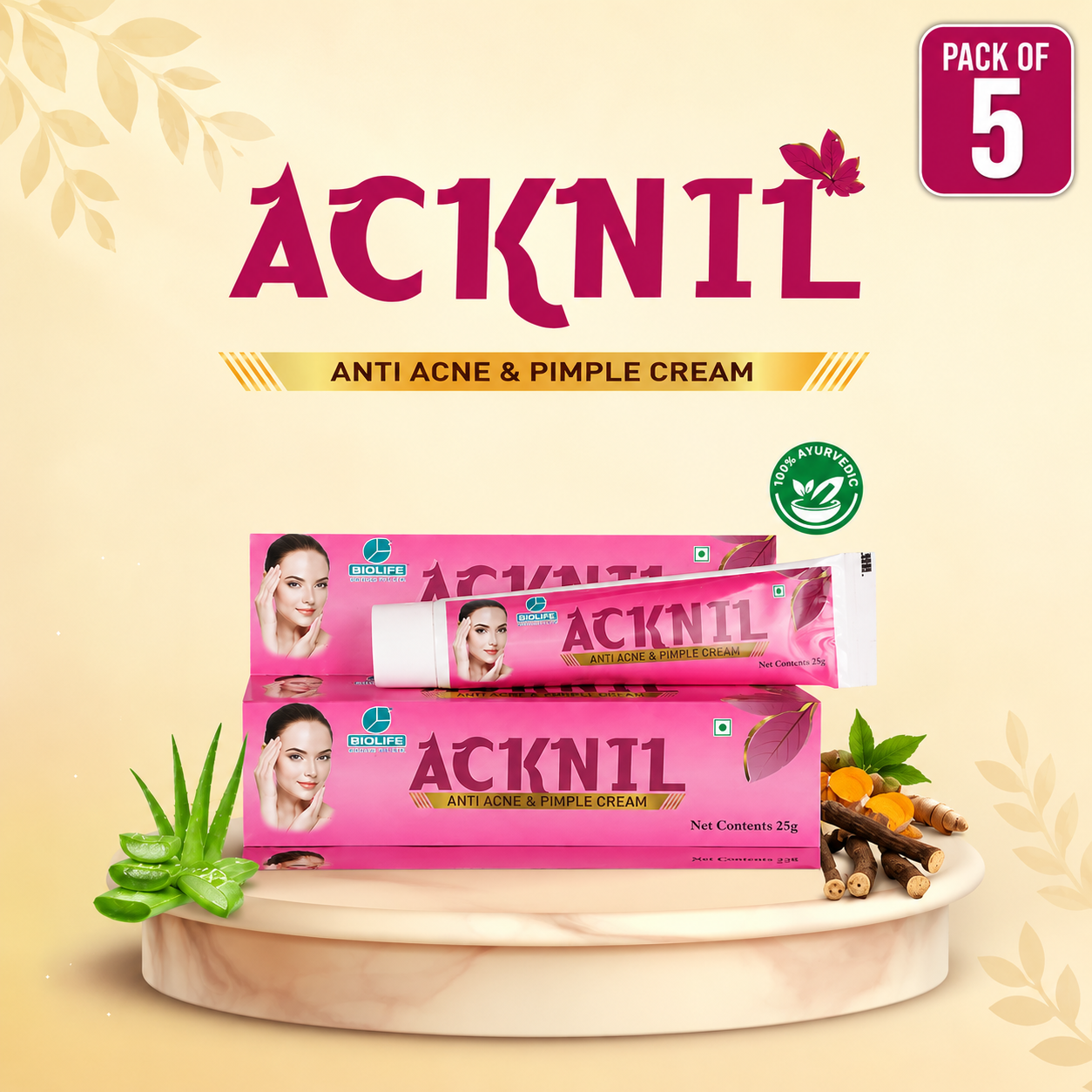 ACKNIL CREAM | Reduce Acne & Pimples 25GM (Pack of 5)
