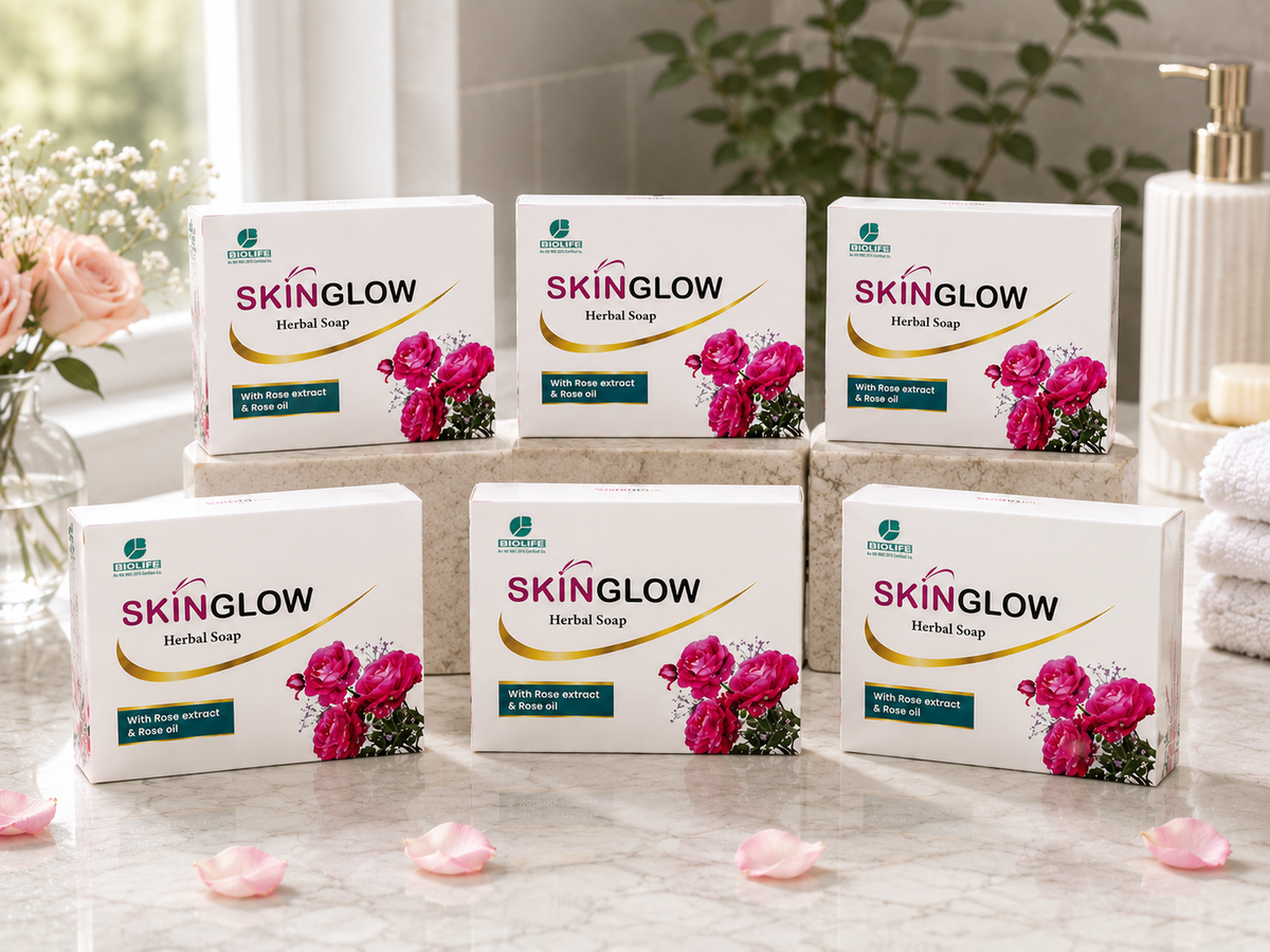 Biolife SkinGlow Herbal Soap with Rose Extract & Rose Oil