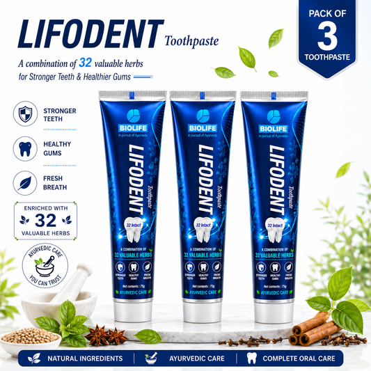 LIFODENT TOOTH PASTE | Fights Germs and Decay 75GM COMBO ( PACK OF 3 )