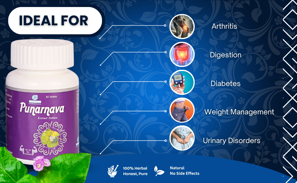 PUNARNAVA EXT. TABLETS| Helps in Weight loose, Digestion, Diabetes & Arthritis| (1x60)