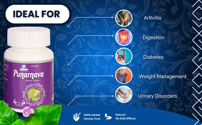 PUNARNAVA EXT. TABLETS| Helps in Weight loose, Digestion, Diabetes & Arthritis| (1x60)