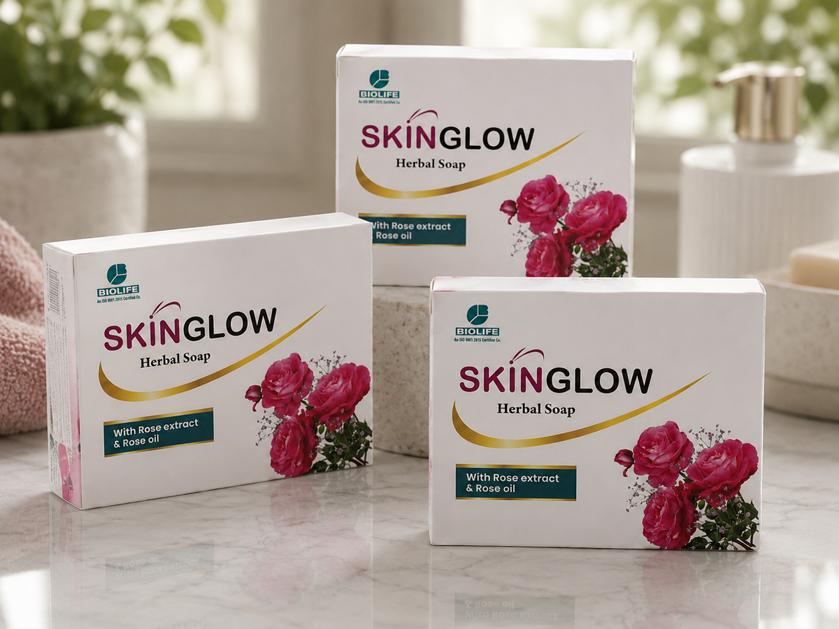 Biolife SkinGlow Herbal Soap with Rose Extract & Rose Oil