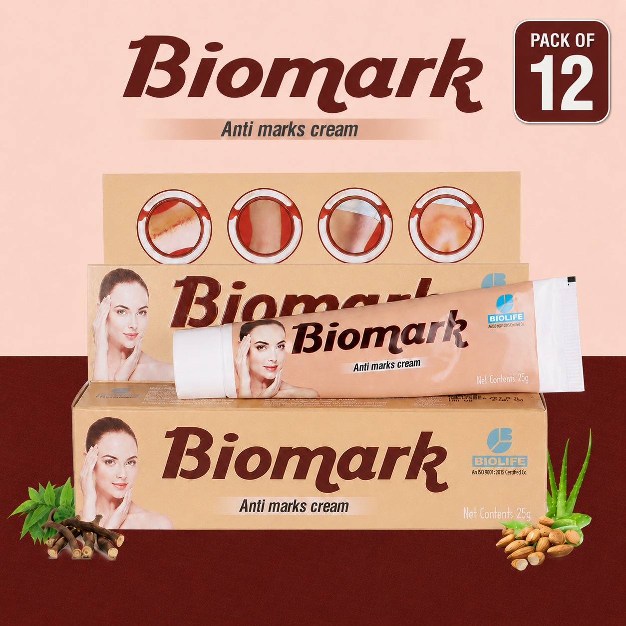 BIOMARK CREAM | For Stretch Marks, Pregnancy Marks, Burn Marks & Scar Marks 25GM (Pack of 12)