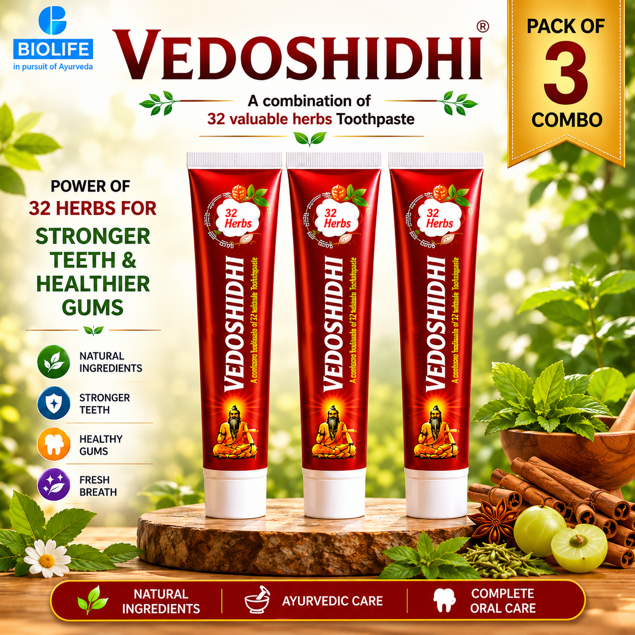 VEDOSHIDHI TOOTHPASTE 100GM COMBO ( PACK OF 3 )