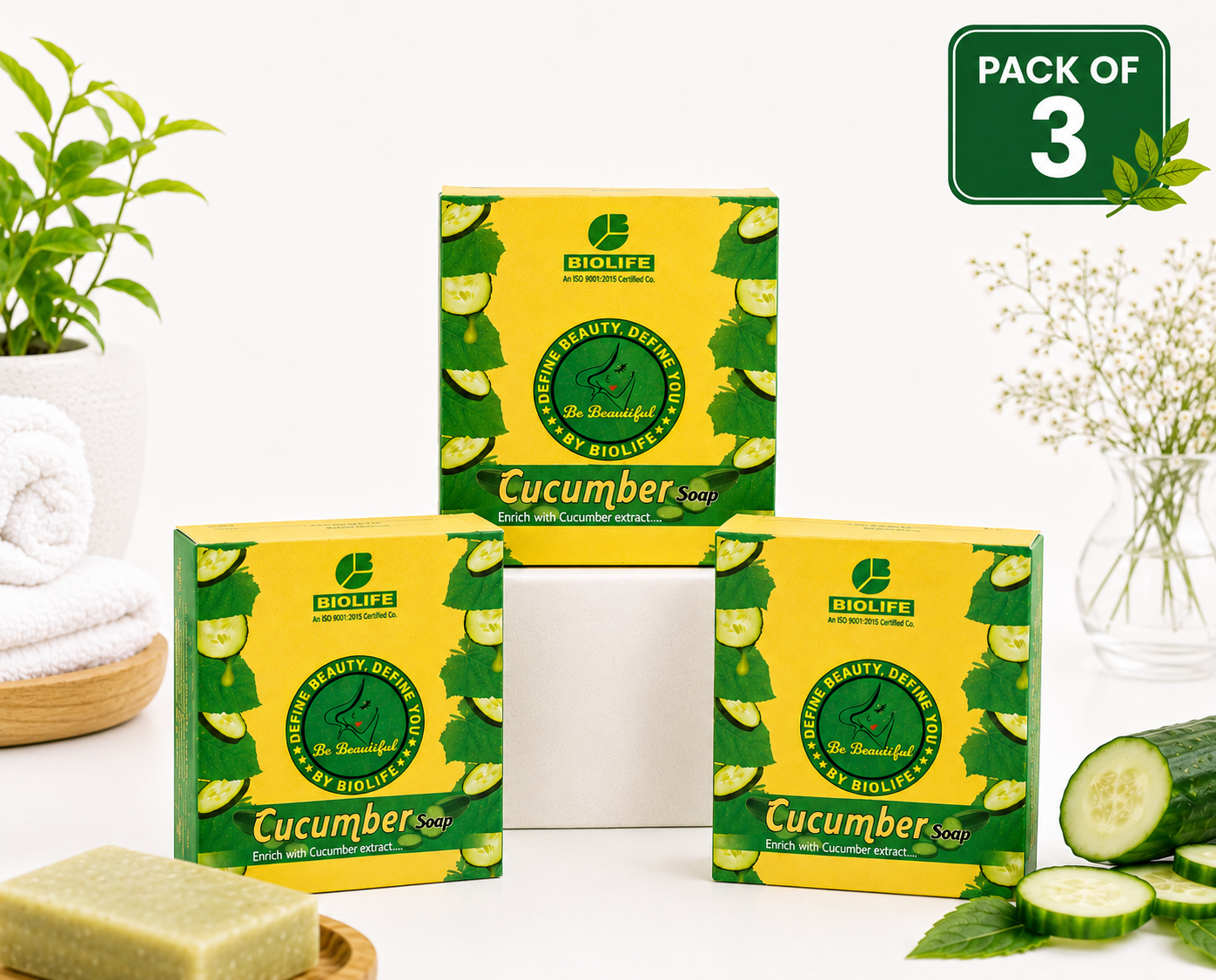 CUCUMBER SOAP | Improves the skin's firmness and texture 75GM (Pack of 3)