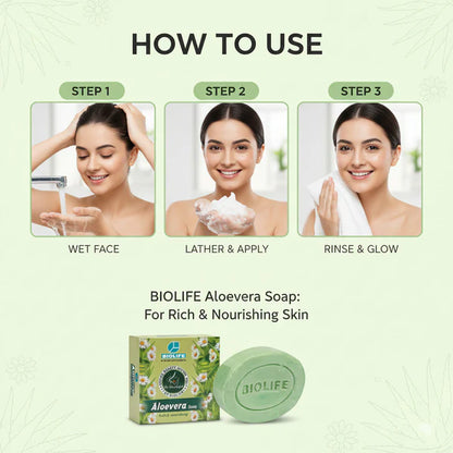 ALOEVERA SOAP | Provide rich nourishment to the skin 75GM (Pack of 3)