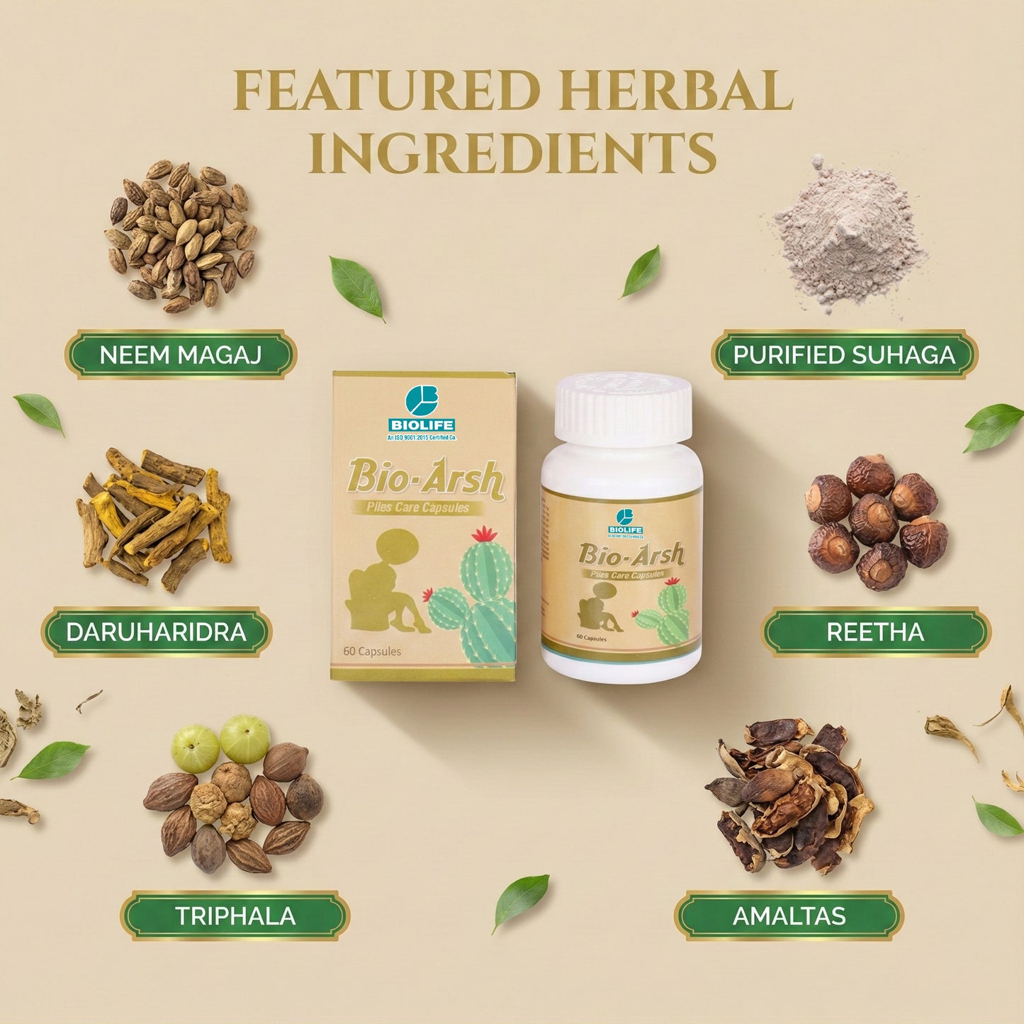 BIOARSH CAPSULES | Chronic constipation & Piles Treatment (1x60)