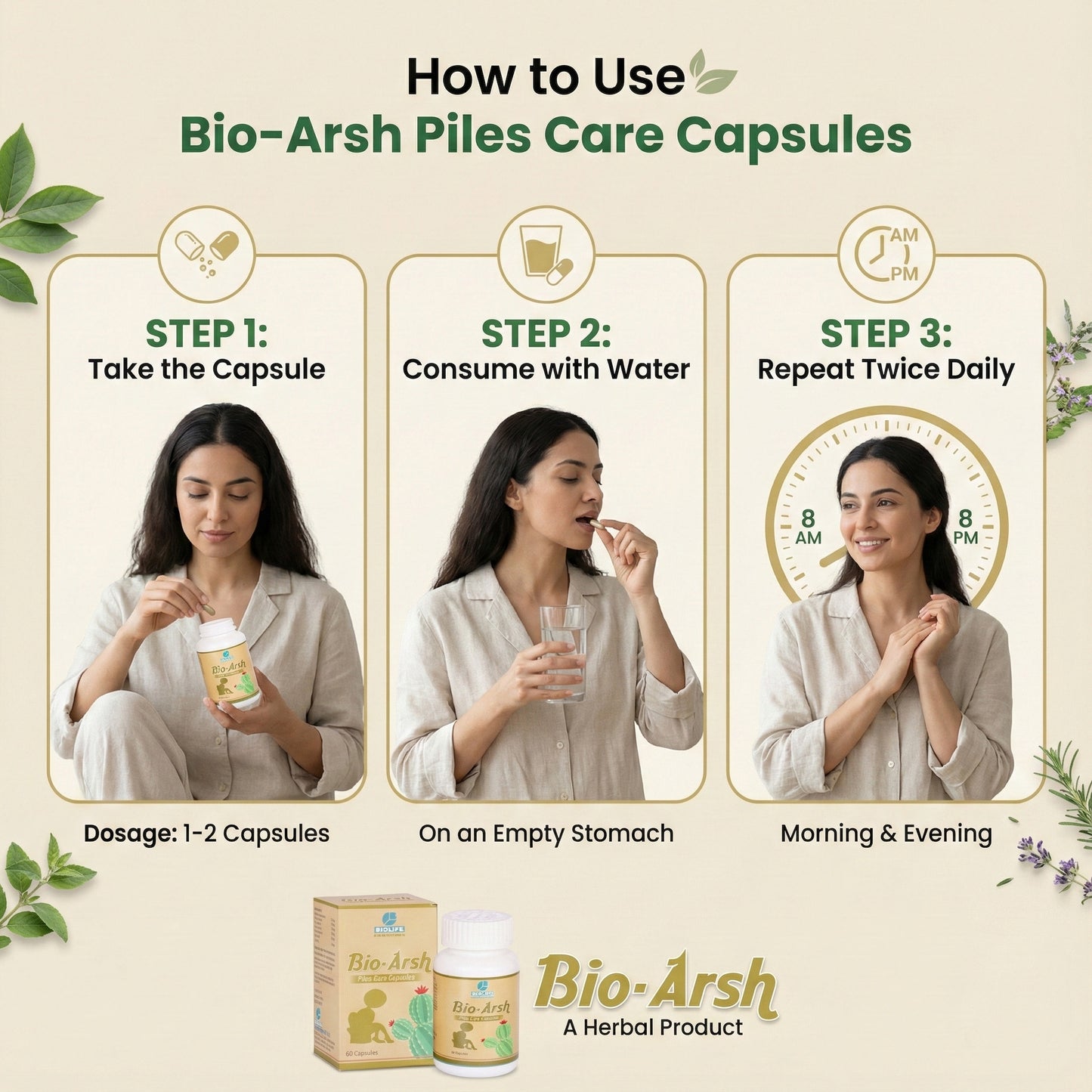BIOARSH CAPSULES | Chronic constipation & Piles Treatment (1x60)