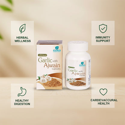 GARLIC AJWAIN CAPSULES | Support digestive health, boost immunity (1X60)