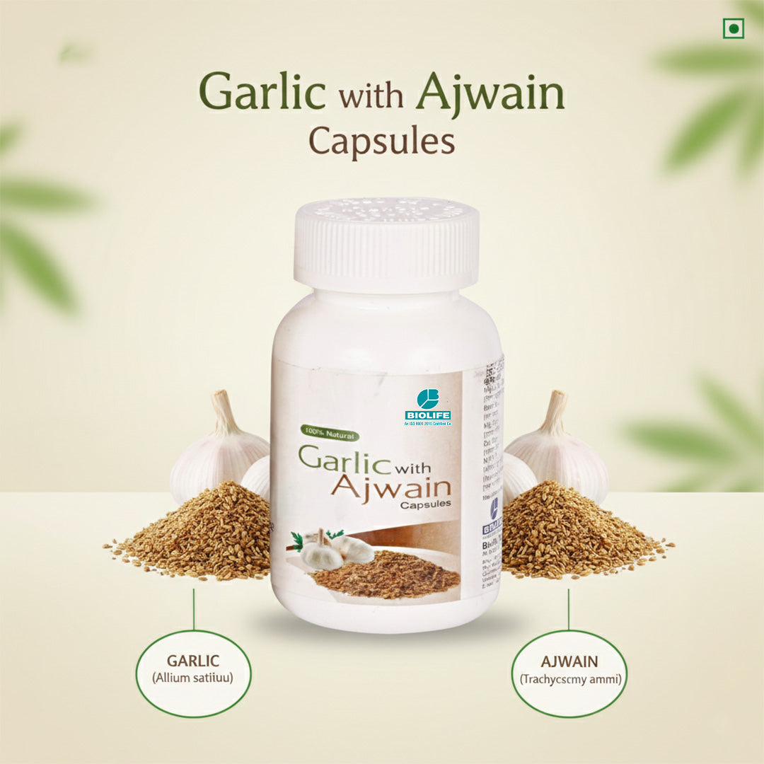 GARLIC AJWAIN CAPSULES | Support digestive health, boost immunity (1X60)