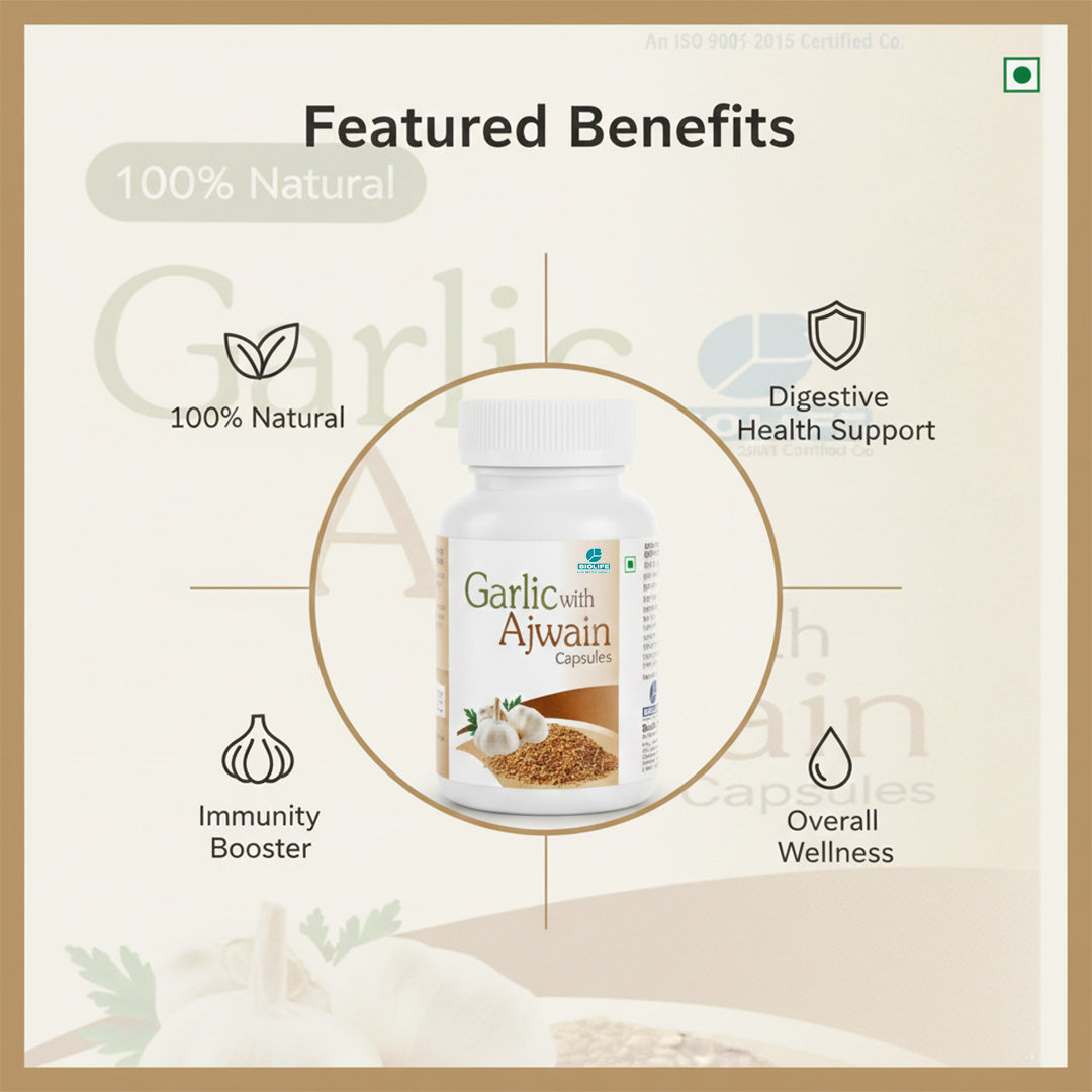 GARLIC AJWAIN CAPSULES | Support digestive health, boost immunity (1X60)