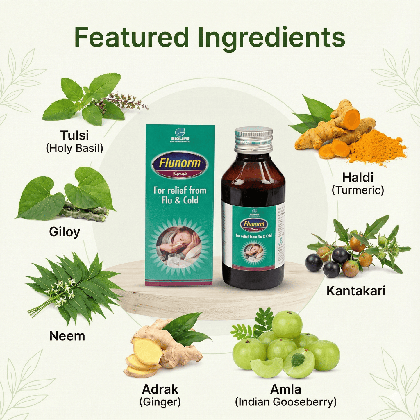 FLUNORM SYRUP| Quick and Natural comfort Shield Against Flu & Cold| 100ML