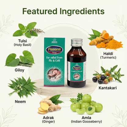 FLUNORM SYRUP| Quick and Natural comfort Shield Against Flu & Cold| 100ML