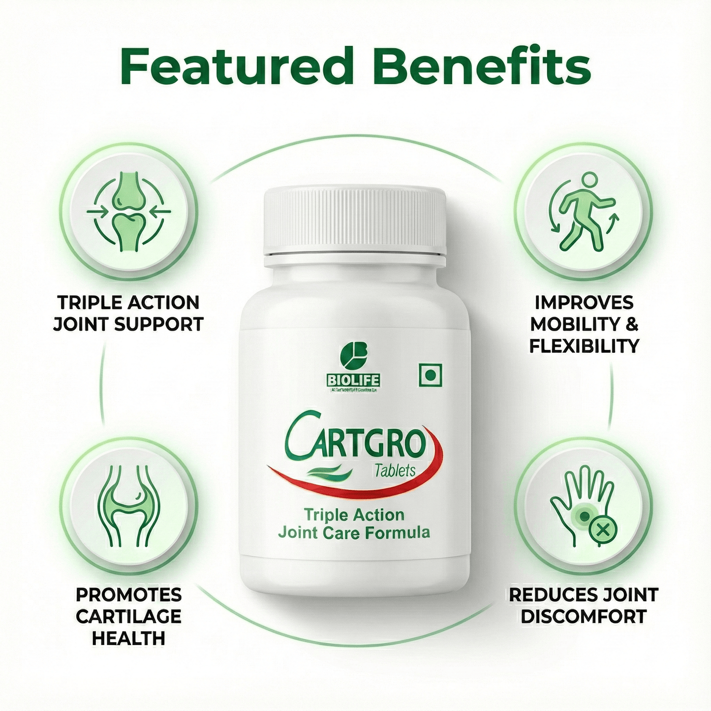 CARTGRO TABLETS| Support Joint Health, Cartilage Integrity & Flexibility (1x60)