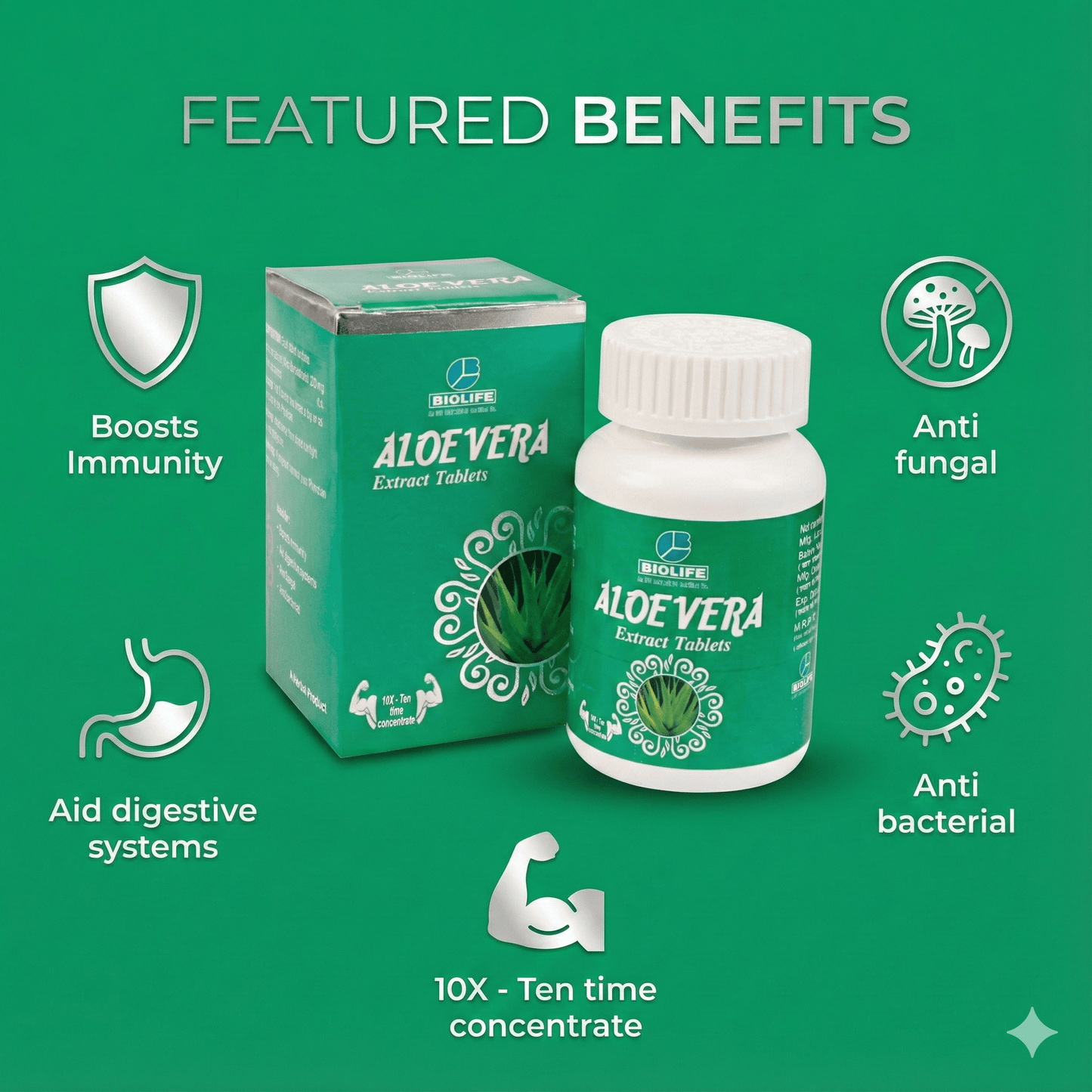 ALOEVERA EXT. TABLETS| Helps in Boosts Immunity, Aids digestive systems| (1x60)