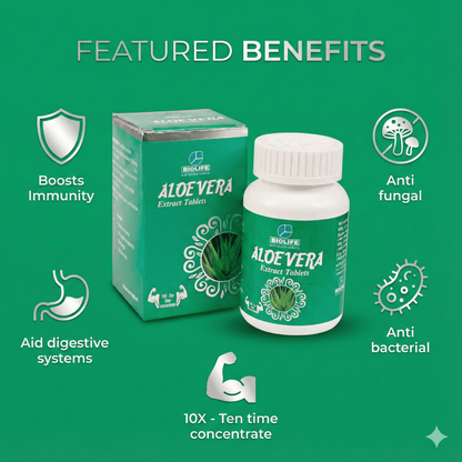 ALOEVERA EXT. TABLETS| Helps in Boosts Immunity, Aids digestive systems| (1x60)