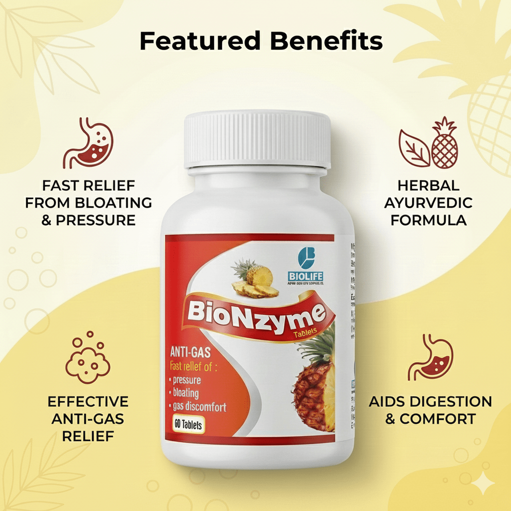 BIONZYME TABLETS| Powerful Digestive & Carminative Aid| (1x60)