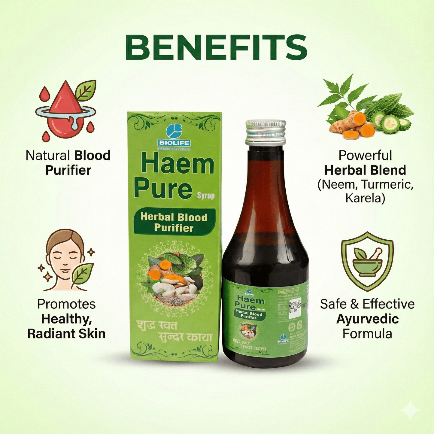 HAEM PURE SYRUP| Herbal Blood Purifier| Clear Skin & Inner Health| 200ML