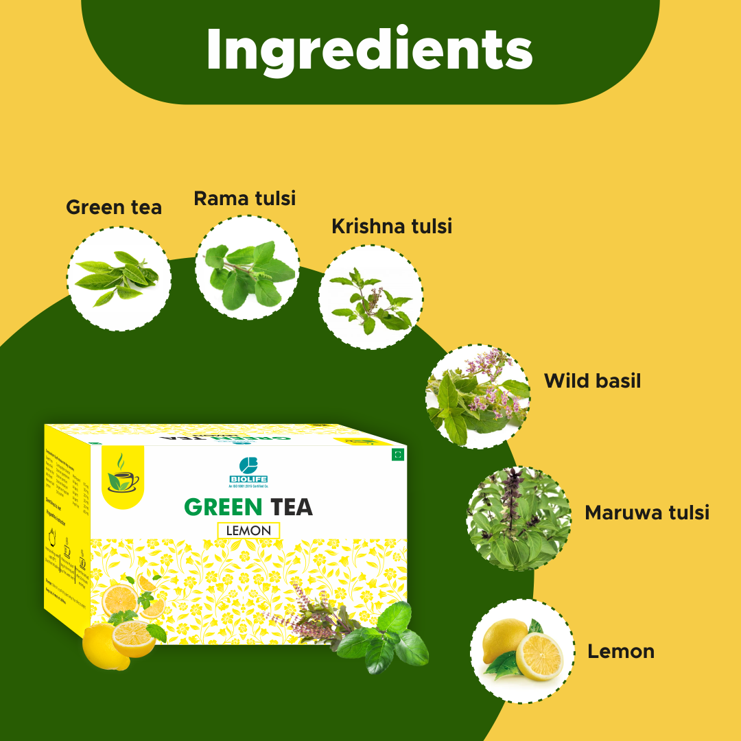 GREEN TEA (LEMON)|  Metabolism, Energy Support, Stress Relief & Focus 25 Bags