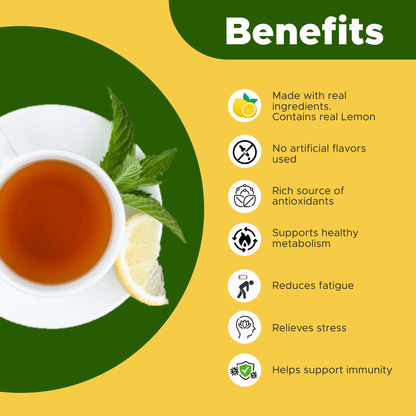 GREEN TEA (LEMON)|  Metabolism, Energy Support, Stress Relief & Focus 25 Bags