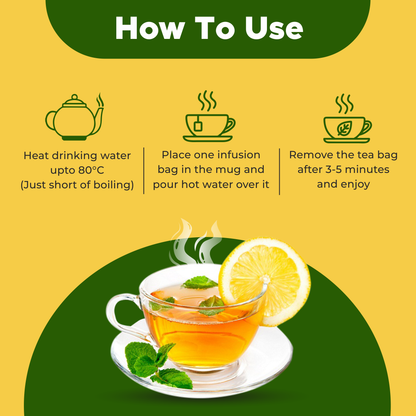 GREEN TEA (LEMON)|  Metabolism, Energy Support, Stress Relief & Focus 25 Bags