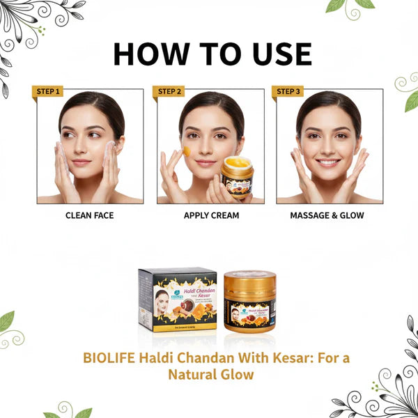 HALDI CHANDAN CREAM | Naturally glowing and fairer complexion 50GM (Pack of 3)