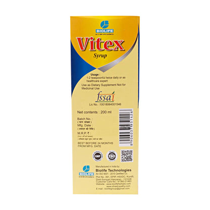 VITEX SYRUP| Minimizes Radicals Damage and Skin Ageing| 200ML