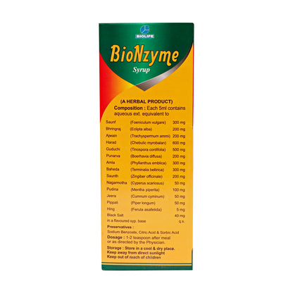 BIONZYME SYRUP| Useful For Indigestion & Overall Digestive Health| 200ML