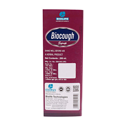 BIOCOUGH| Acute and Chronic Bronchitis Cough, Cold, Sore Throat (Cough Syrup)| 200ml