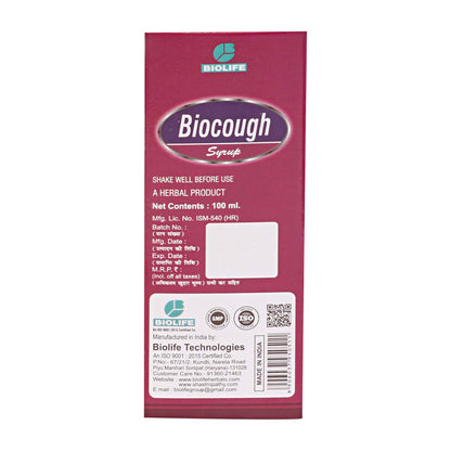 BIOCOUGH SYRUP| Acute & Chronic Bronchitis, Cold & Sore Throat| 100ML