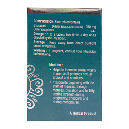 SHATAVARI EXT. TABLETS| Increase Sexual vitality, menstruation, ovulation & fertility| (1x60)