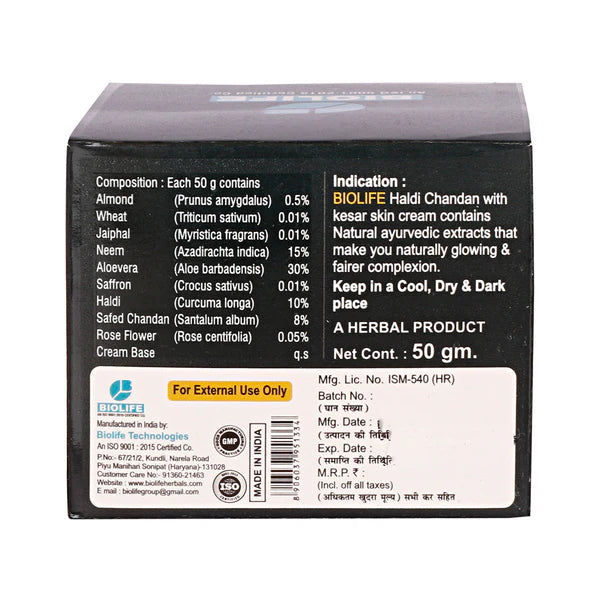 HALDI CHANDAN CREAM | Naturally glowing and fairer complexion 50GM (Pack of 3)