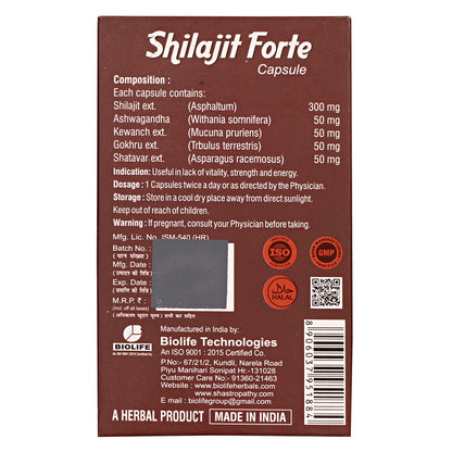 SHILAJIT FORTE CAPULES |  Enhance vitality, strength & energy 1x10x10