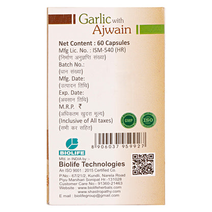 GARLIC AJWAIN CAPSULES | Support digestive health, boost immunity (1X60)