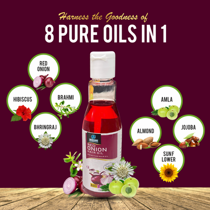 RED ONION HAIR OIL |  Treats hair fall, dandruff & inadequate growth 100ML
