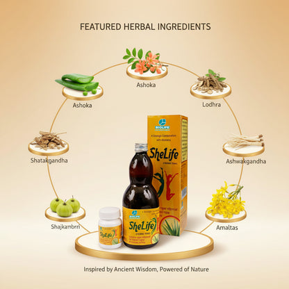 SHE LIFE SYRUP | Balance female hormones and regulate menstrual cycle 450 ML + 45 TAB