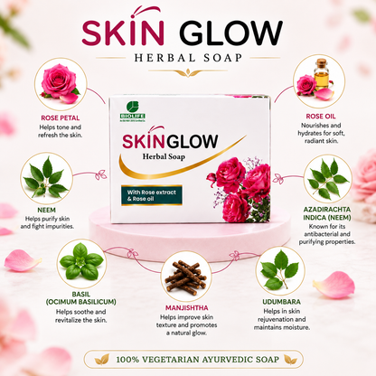 Biolife SkinGlow Herbal Soap with Rose Extract & Rose Oil