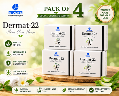 BIOLIFE Dermat-22 Skin Care Soap | Herbal Soap for Sensitive, Itchy or Dry Skin Support ( Pack Of 4 )