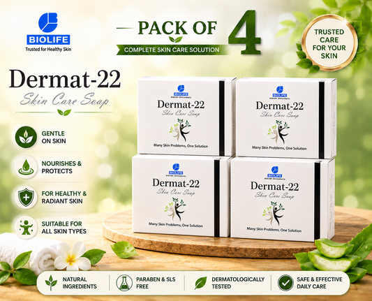 BIOLIFE Dermat-22 Skin Care Soap | Herbal Soap for Sensitive, Itchy or Dry Skin Support ( Pack Of 4 )