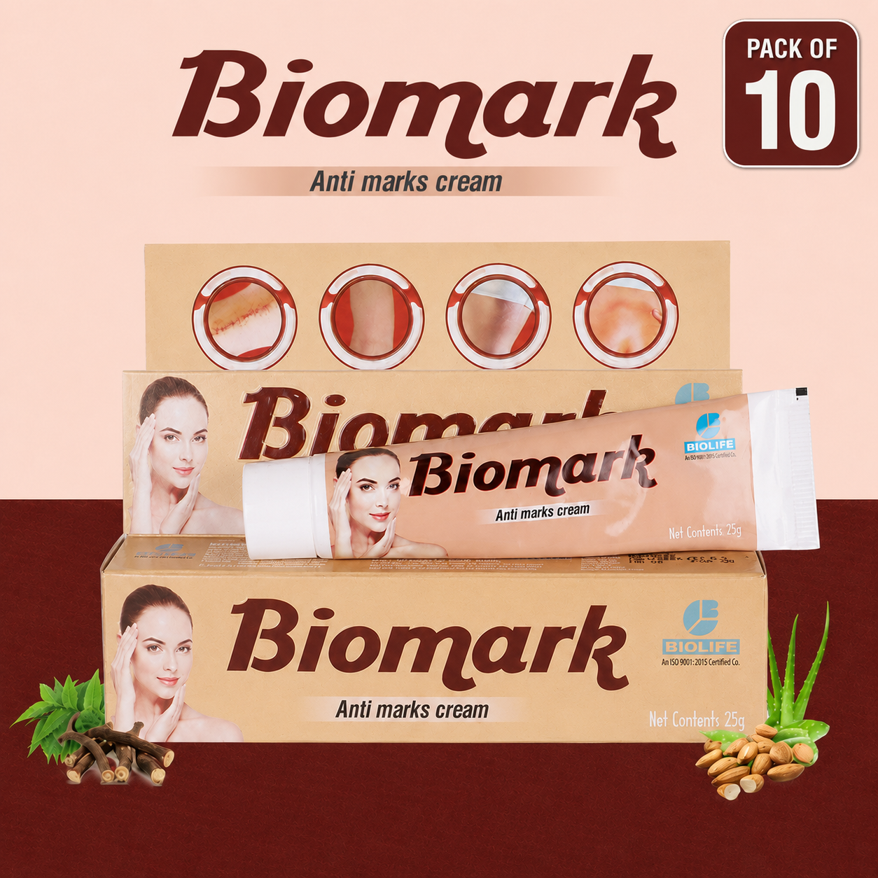 BIOMARK CREAM | For Stretch Marks, Pregnancy Marks, Burn Marks & Scar Marks 25GM (Pack of 10)